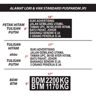Paling Murah Custom Made Sticker BDM BTM Lori Mengikut Standard JPJ