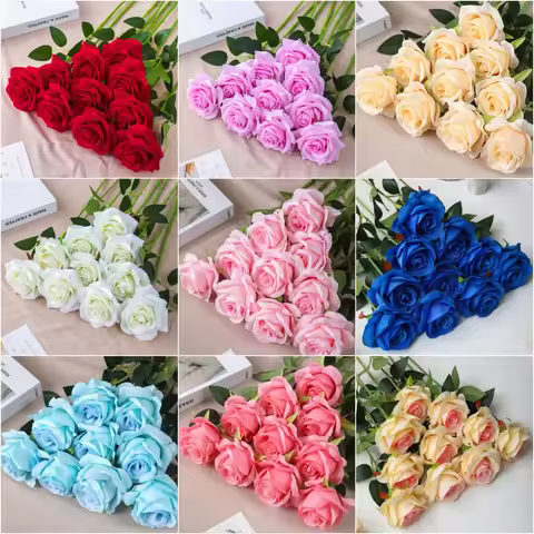 1/3/5/10pcs Red Roses Flower Artificial Rose Bouquet Decor Vases Fake Roses Eternal Roses Bouquet We