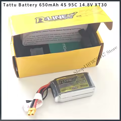 4S 650mAh Battery TATTU 95C 14.8V Lipo Battery with XT30 Plug RC Power for 100 to 150 Size FPV Small