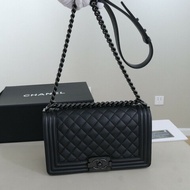 Chanel Leoby中號 So black全黑荔枝紋牛皮