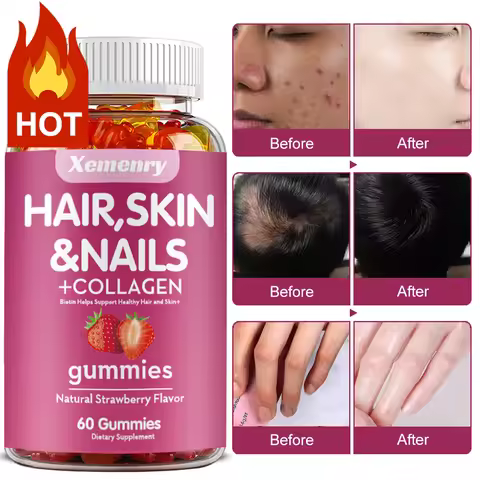 Hair, Skin & Nails + Collagen Gummies - Promotes Healthy Skin, Joints, Hair, Nails, Antioxidants - 6
