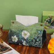 Pastoral Style PU Leather Tissue Boxes Suitable for Removable Tissue Napkins Automotive Home Living