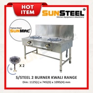 【SUNSTEEL】Stainless Steel High Pressure 2 Burner Kwali Range / Dapur Gas 2 Tungku Stove