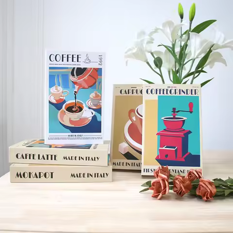 Coffee Lover Fake Book Decor Colorful Decorative Books Modern Living Room Decor Club Hotel Coffee Ta