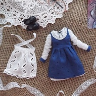 Blythe doll dress with apron and underskirt