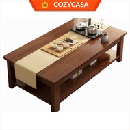 H226 Wooden Coffee Table with Storage Shelf for Living Room or Balcony