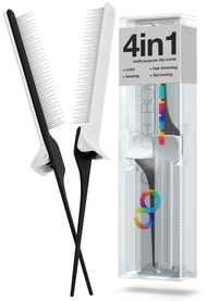 ColorBow Rat Tail Combs for Hair Stylist (2 Pack) Teasing Comb, Flat Iron Comb Attachment Clip on, P