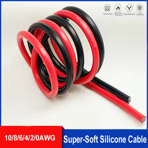 Super Soft Silicone Red and Black Tinned Copper Wire 8AWG 6AWG 4AWG 2AWG 0AWG Heat Resistant Car Bat