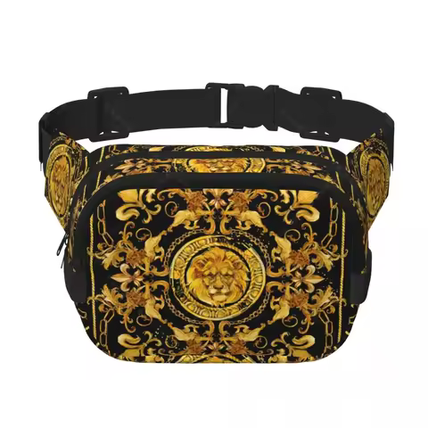 Gold Lion Trendy pack crossbod Square Double Layer Waist Bag Travel and Workout Accessory