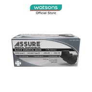 ASSURE 3ply Surgical Face Mask with Earloop Black (Bacterial Filtration Efficiency 99%) 50s