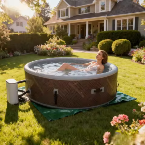 Portable Grey Outdoor Round Inflatable Hot Spa Tub 180/210cm Bubble Massage Jacuzzi Spa Tub Set for 