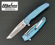 มีดพับ Ontario Ti-22 Ultrablue Folding Knife Satin Tanto Blade, Blue Titanium Handles (9800)