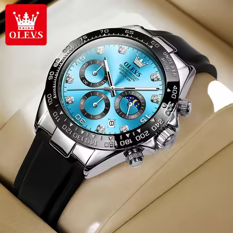 OLEVS 2875 Fashion Man Watch Luxury Original Moon Phase Calendar Wristwatch Chronograph Luminous Wat