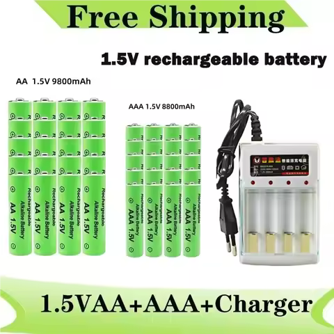 Original Rechargeable Battery 1.5V AA 9800mAh+AAA 8800mAh+Charger for Computer Clock Radio Video Gam