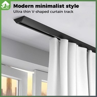 Mute sliding rail V track no punch curtain track top mounted aluminium alloy single and double track curtain box