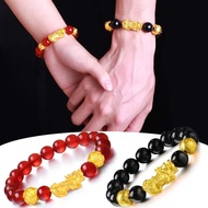 XZCXC Fashion Feng Shui Men Attract Wealth Women Bracelets Good Luck Bangle Obsidian Stone Beads Wristband