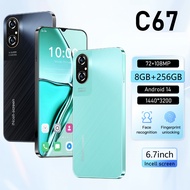 C67 NEW 4G/5G Smartphone 6.7inch Ultra-Clear Screen 8GB RAM+256GB ROM 6800mAh Android 14.0