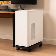 IVANES Computer Tower Stand, Plastic Heavy-Duty Mobile CPU Stand, Universal Black with Wheels Lockab