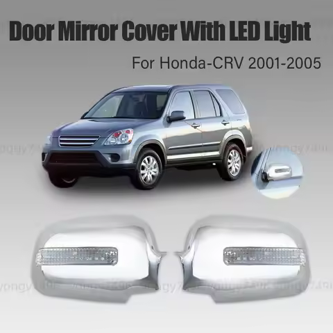 Door Mirror Cover With LED Light For Honda CRV CR-V 2001 2002 2003 2004 2005 Car Accessories Chrome 