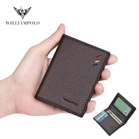WILLIAMPOLO New Men Wallet Vintage Small Purse Card Holder Card Wallet Fit Credit Card Luxury Wallet
