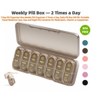 7 Day Pill Organizer Box,Weekly Pill Organizer 2 Times a Day, Daily Box AM PM, Portable Travel Medic