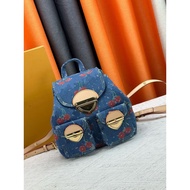 Retro Backpack Denim Denim Cherry Series