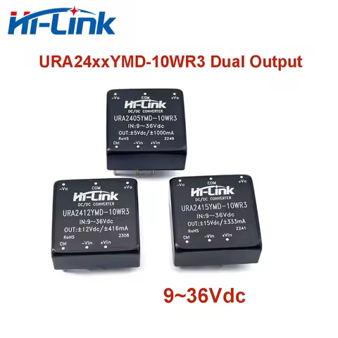 Hi-Link 5V/9V/12V/15V/24V Dual Output URA2405YMD-10WR3 URA2412YMD-10WR3 9-36Vdc DC-DC Power Supply M