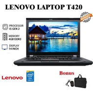 Terbaru Laptop Lenovo T420 Core Second I5 4Gb,Hdd 320 Gb, Sdd 120 Gb