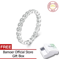 BAMOER แหวนโลหะแฟชั่นชุบทองคำขาวสำหรับผู้หญิงชุดฝา925เงินสเตอร์ลิงแหวนเพชรโมอิสเข้ากันได้กับ MSR045แหวนแต่งงานเต็มตัว