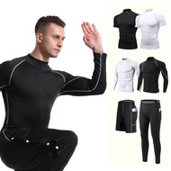 [M-5XL] Men's 2025 Quality Stand Collar Workout Long Sleeve Shirt Quick Dry High Elastic Training Tu