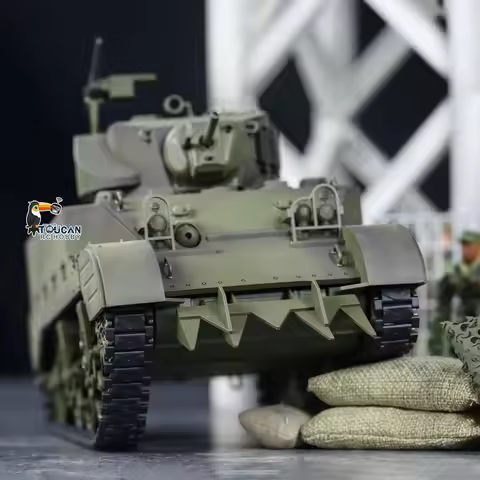 RC Tank 1/16 HengLong M5A1 Stuart VI 2 Battery RTR 360 Rotated Barrel Recoil Lights Sound Smoking Re