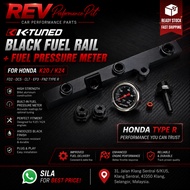 K-Tuned Black Fuel Rail + Fuel Pressure Meter for Honda FD2 DC5 CL7 EP3 FN2 Type R K20 / K24 Ktuned