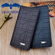 [With Inner Zipper Layer] LEGILIMENS Men's Fashion Embossed Long Wallet Vertical Large Capacity Suit Bag Leather Soft Wallet Long Men's Wallet