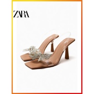 ZARA Summer New Women's Shoes Natural Bow High Heel Sandals 2315110 111