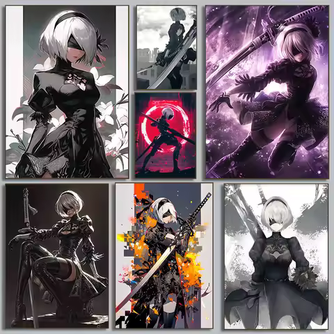 Japanese Cartoon Anime Style Games NieR Automata Posters 2B Prints Canvas Painting Wall Art Pictures