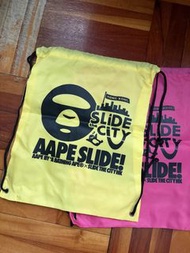 全新 罕有 絕版 AAPE by A Bathing Ape X Slide the City HK 索繩袋/背包（每個$60）