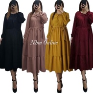 Midi Dress Wanita Katun Rayon Twill Premium/ Midi Dress Polos Jumbo