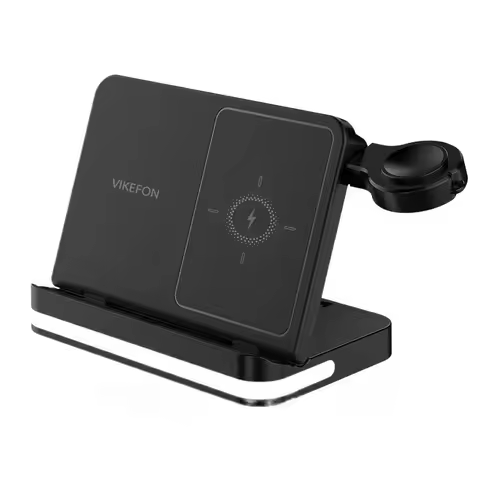VIKEFON 3 in 1 Foldable Wireless Charger Station for Samsung Z Fold 3 Z Flip S23 S24 Galaxy Watch Ea