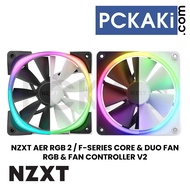 NZXT AER 2 / F-SERIES F120 F140 RGB DUO / CORE / SINGLE ARGB PWM FAN 120mm 140mm BLACK WHITE &amp; RGB &amp; FAN CONTROLLER V2
