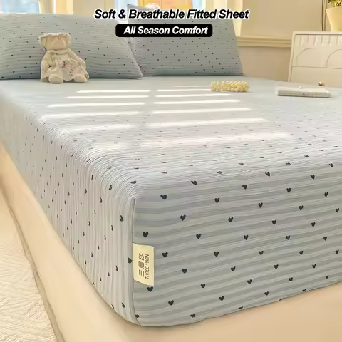 Three-layer Yarn Woven Microfiber Fitted Sheet, 25cm Deep Pocket, Skin-Friendly Breathable No Pillin