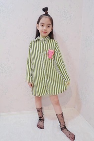 lilysia shop ( COD ) kemeja tunik salur / tunik anak perempuan kucing / kemeja salur anak perempuan 