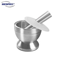 304 Stainless Steel Mortar &amp; Pestle with Cover | Medicine Crusher &amp; Grinder Medpro Medical Supplies