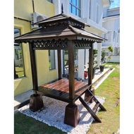 [INSTALLATION] Gazebo 4x4 Cengal Wood Pondok Kayu Handmade Outdoor Garden Yard Seat Staircase Taman Bunga Pagar Tangga Pergola (42 Days Delivery)