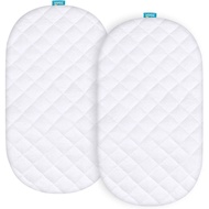 Bassinet Mattress Pad Cover Compatible with 4moms Mamaroo Sleep Bassinet, 2 Pack, Waterproof Quilted