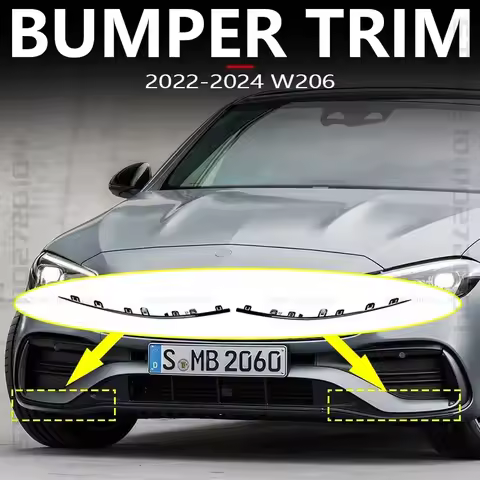 for 2022-2024 W206 Mercedes Benz C300 C43 AMG Front Bumper Trim Chrome Black 2068854102 2068854202 2