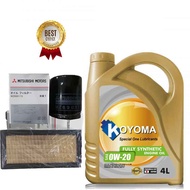 MITSUBISHI ATTRAGE , MITSUBISHI MIRAGE OIL FILTER + AIR FILTER + KOYOMA 0W20 FULLY  SYNTHETIC ENGINE
