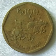 uang kuno 100rupiah karapan sapi tahun emisi 1991
