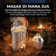 Set Memasak Camping 4in1 Aluminium Ringan | Canteen 0.86L Mess Cup 0.65L Stove Pouch