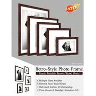 1ชิ้น 5x7/8x10/8x8/12x12/12x16 นิ้ว กรอบรูปสไตล์ย้อนยุค ลายไม้สีน้ำตาลแดงแบบชนบท สำหรับติดผนัง, กรอบ