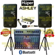 Paket speaker aktif huper js10 15 inch mixer ashley 8 channel original
